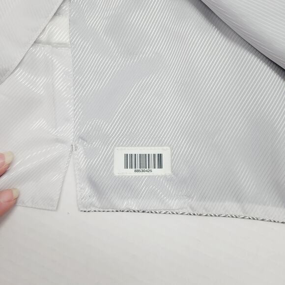 Men's Silver Grey Tuxedo Vest Herringbone Pattern Formal Prom Large Perry Ellis - Picture 5 of 7